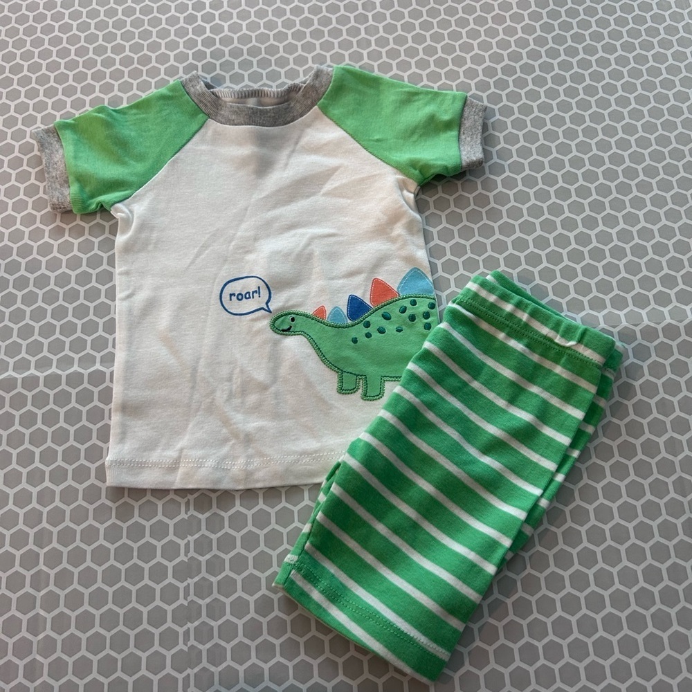 NWOT Little Me Boys Green & White  Striped Dinosaur Boys Outfit

Size 12M